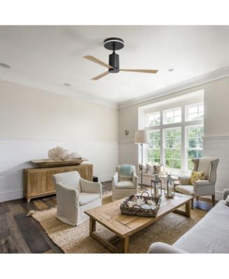 52-inch Modern Minimalist Black 3-Blade Ceiling Fans with Remote Control and Timing Function