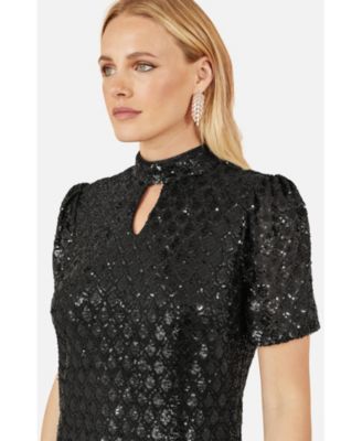 Women's Sequin Chevron Pattern Tunic Dress