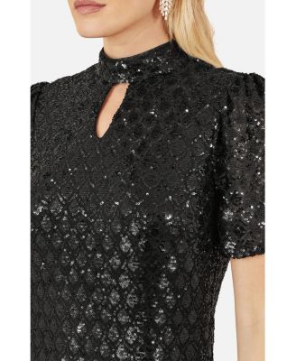 Women's Sequin Chevron Pattern Tunic Dress