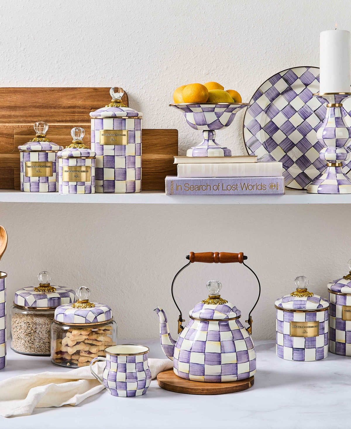 MacKenzie-Childs Violet Check Small Compote