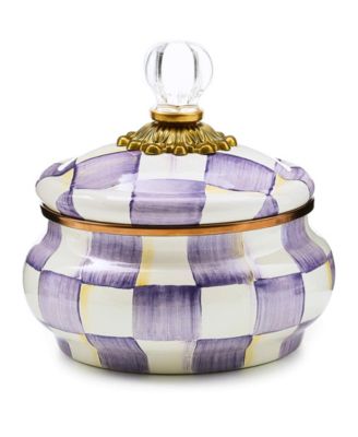Violet Check Handmade Squashed Pot