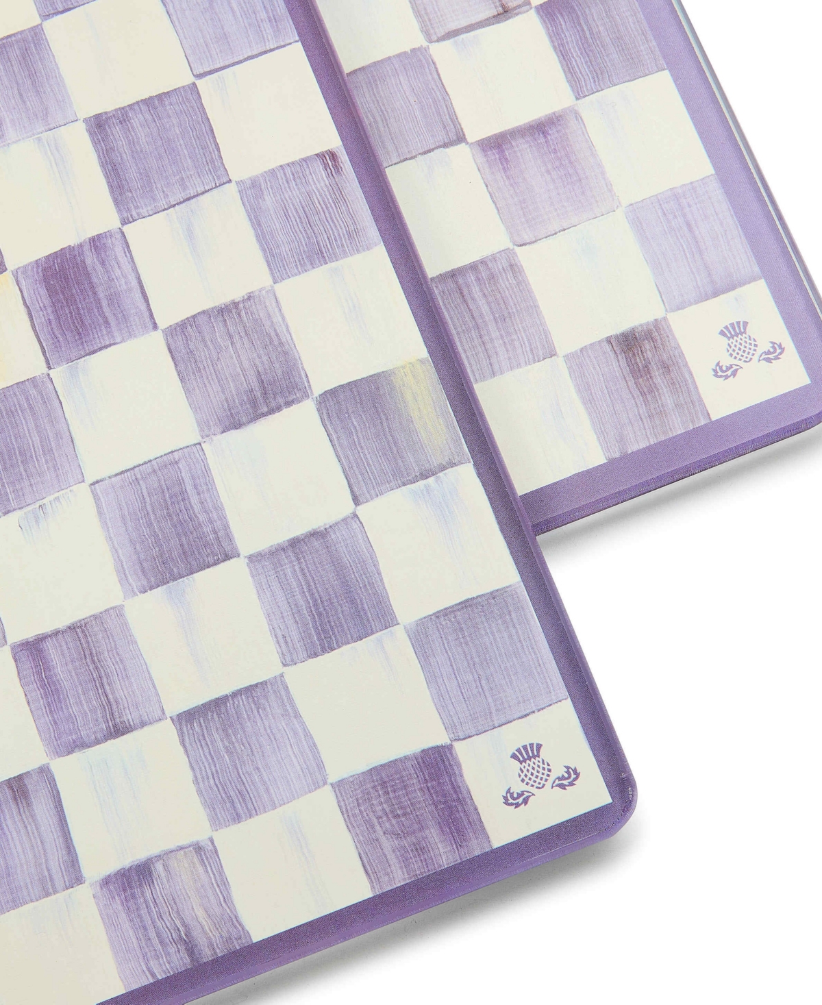 MacKenzie-Childs Violet Check Glass Cutting Boards, Set of 2