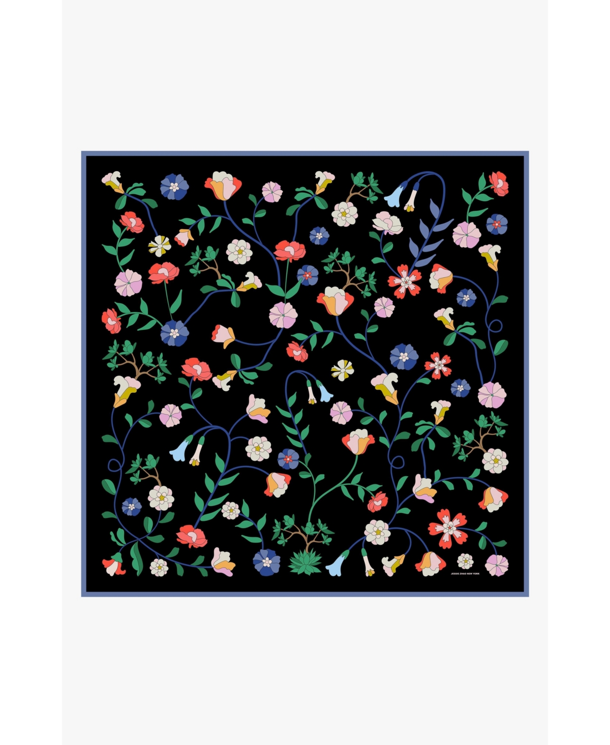 Jessie Zhao New York Blooming Night Double Sided Silk Scarf