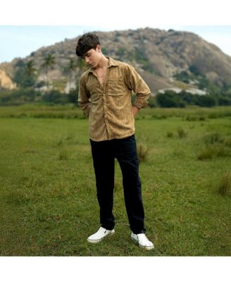 Men's Olive Green Faded Corduroy Oversized Shirt