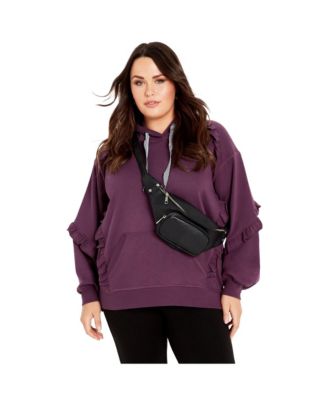Women's Plus Size Frill Eggplant Hoodie