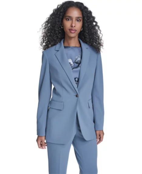 Petite Notch Collar One Button Blazer - Flint