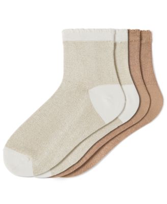 Women's 2-Pack Metallic Opaque Anklet Socks
