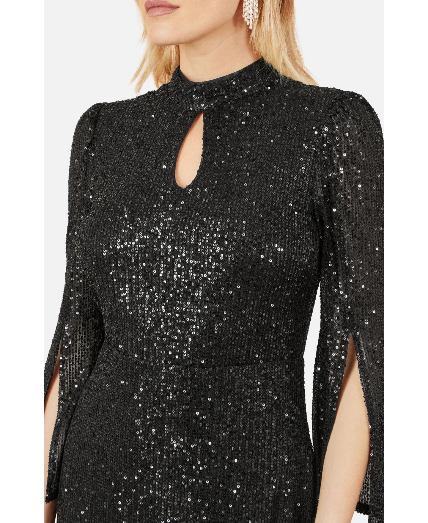 Женское платье Yumi Sequin Fitted Midi, цвет: Чёрный — фото 6
