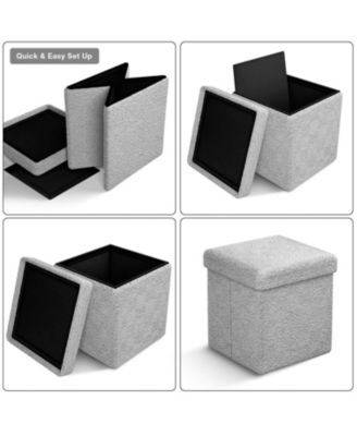 1-Pc Teddy Fabric Upholstered – Ottoman