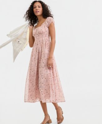 Women's Smocked Floral Midi Dress