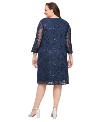 Plus Size Embroidered Crewneck Jacket Dress