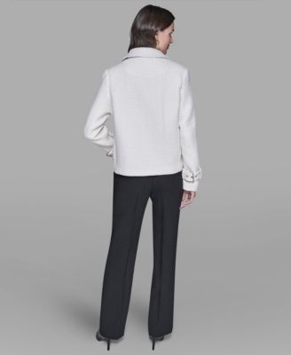 Women's Exposed Zipper Tweed Moto Jacket