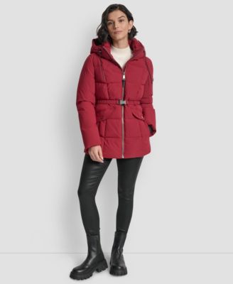 Women's Belted Hooded Puffer Coat