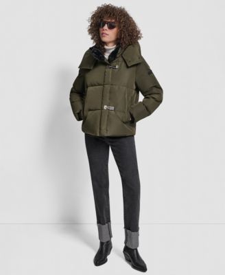 Women's Shirt Toggle Hooded Puffer Coat