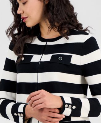 Women's Stripe Kissing-Front Cardigan