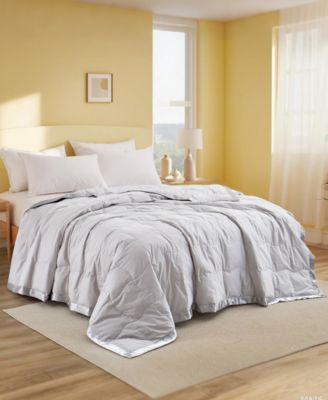 Oversized Lightweight Satin Trim Feather and Down Blanket, Full/Queen