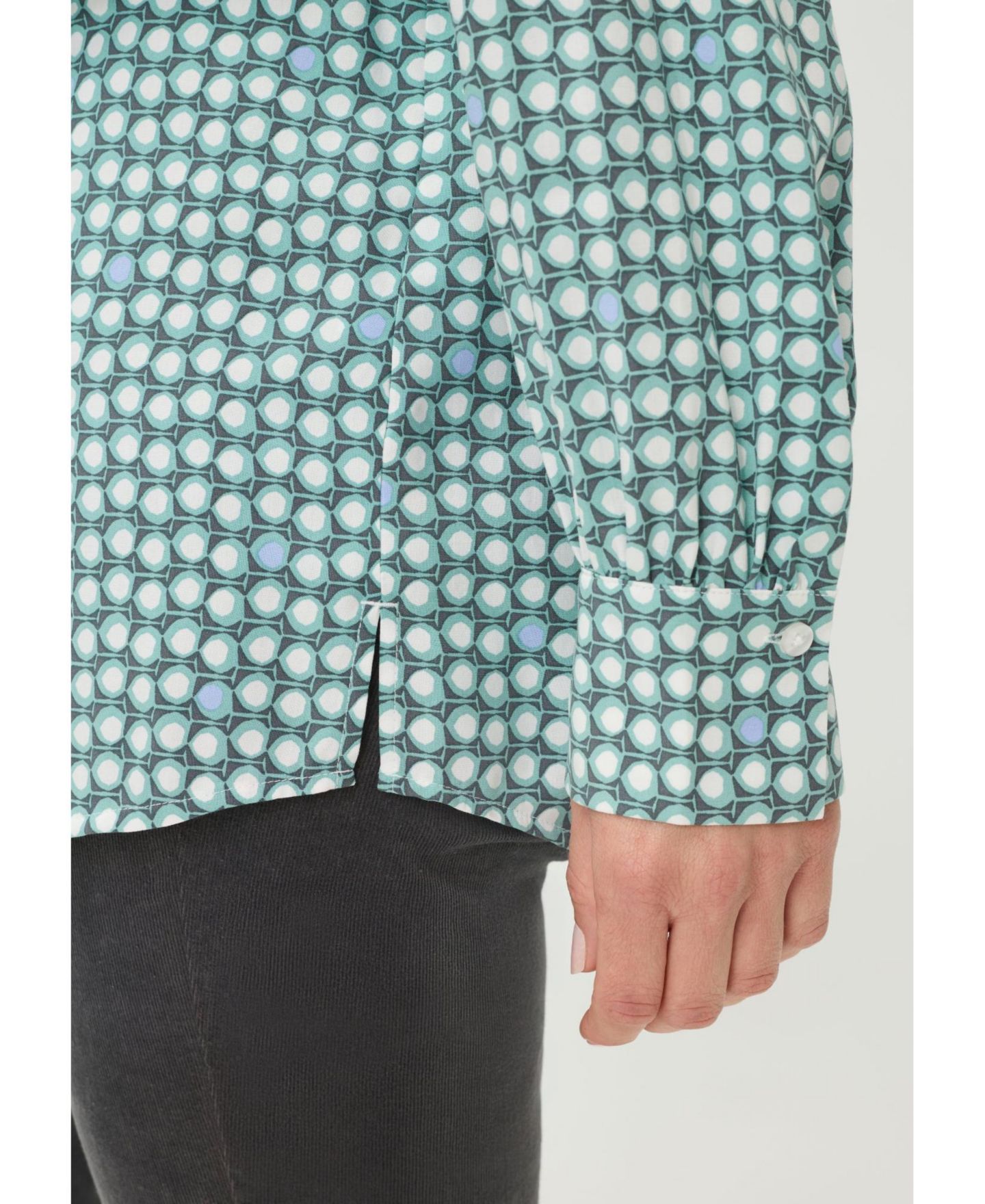 Женские футболки Olsen Lightweight Dot-Print Button-Up Shirt tees, цвет: Тёмный мятный — фото 6
