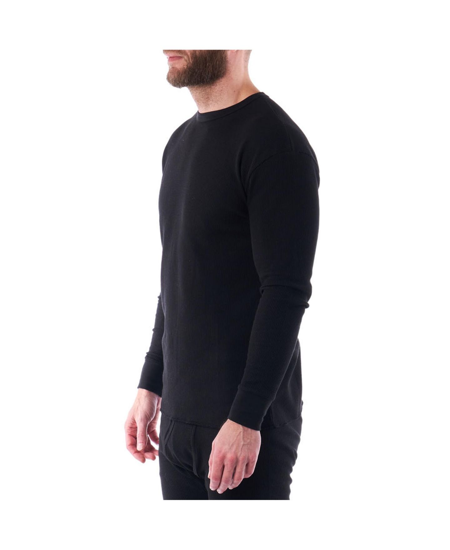 Мужская рубашка Alpine Swiss Thermal Long Sleeve Top Waffle Knit Shirt Base Layer Underwear, цвет: Чёрный — фото 3