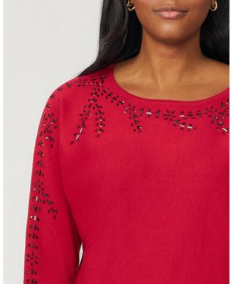 Women's Floral Hotfix Dolman Sweater