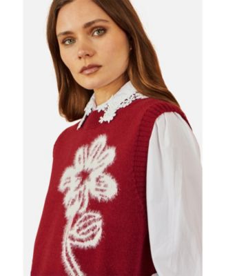 Women's Knitted Flower Sleeveless Sweater Vest