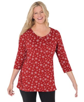Women's Within Perfect Printed Three-Quarter Sleeve V-Neck Tee