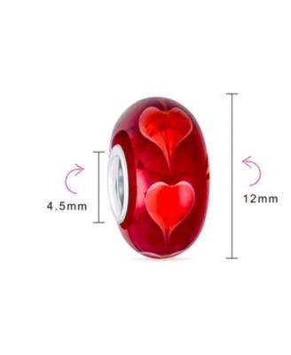 Murano Glass Charm Bead Heart Love Pink Red White for European Bracelet