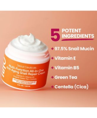 Korean Skin Care Multi-Function All-In-One Anti-Aging Snail Mucin Repair Cream 4 oz. K Beauty Skincare