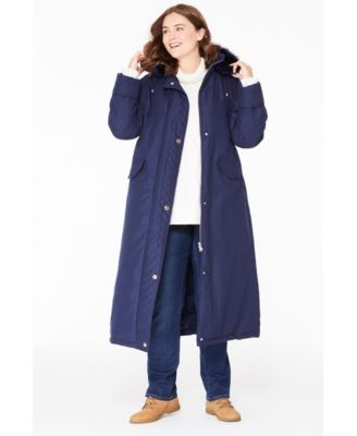 Women's Plus Size Long Hooded DTM Faux Down Parka Coat