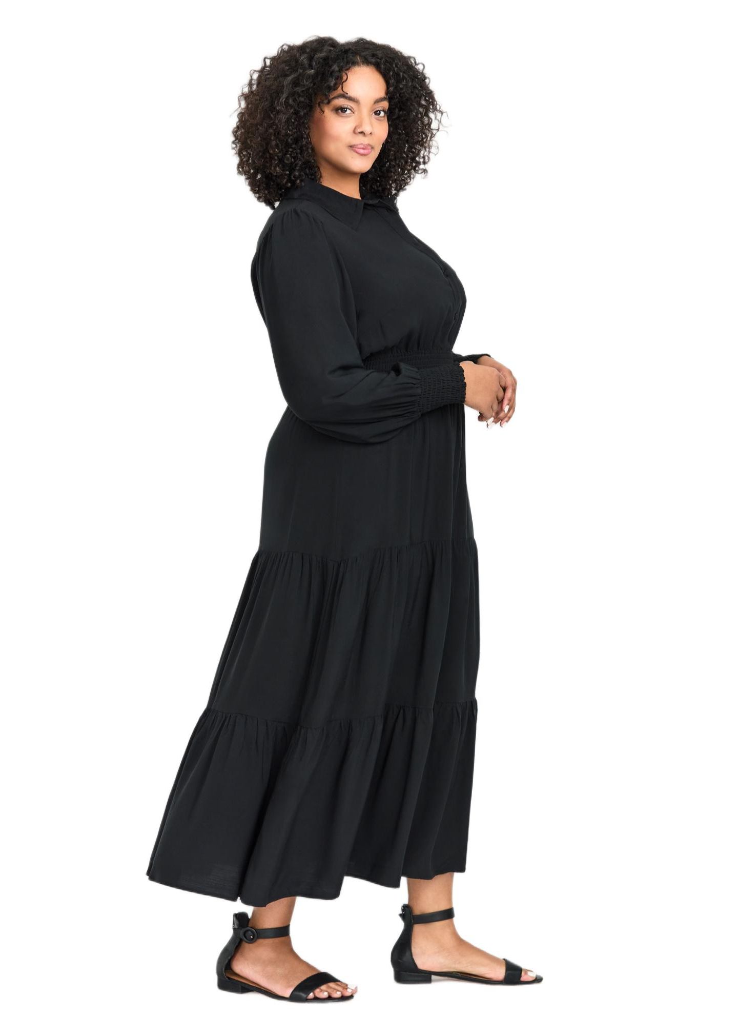 Женское платье Avenue Plus Size Shiloh Tiered Maxi, цвет: Чёрный — фото 3
