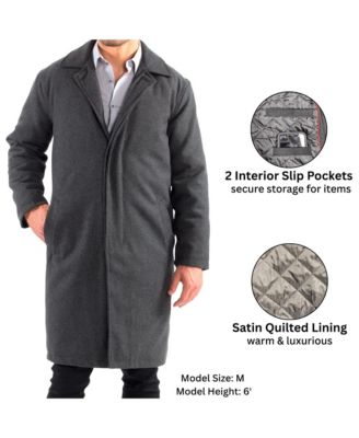 Men's Zach Men s Wool Blend Overcoat – Knee-Length Trench Coat, Runs Large for Layering Over Suits or Sweaters