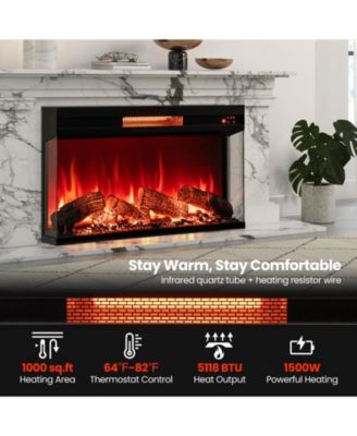36 Inch 3-Sided 1500W Electric Fireplace with 7-Color Flame
