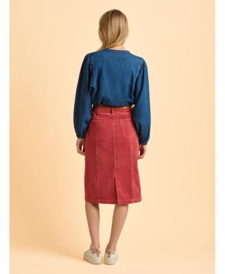 Women's Auri Long Sleeve Round Neck Denim Shirt