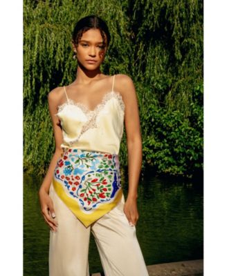 Women's Yellow Garden Double Sided Silk Scarf