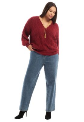 Women's June and Vie Scallop-Trim Wrap Sweater