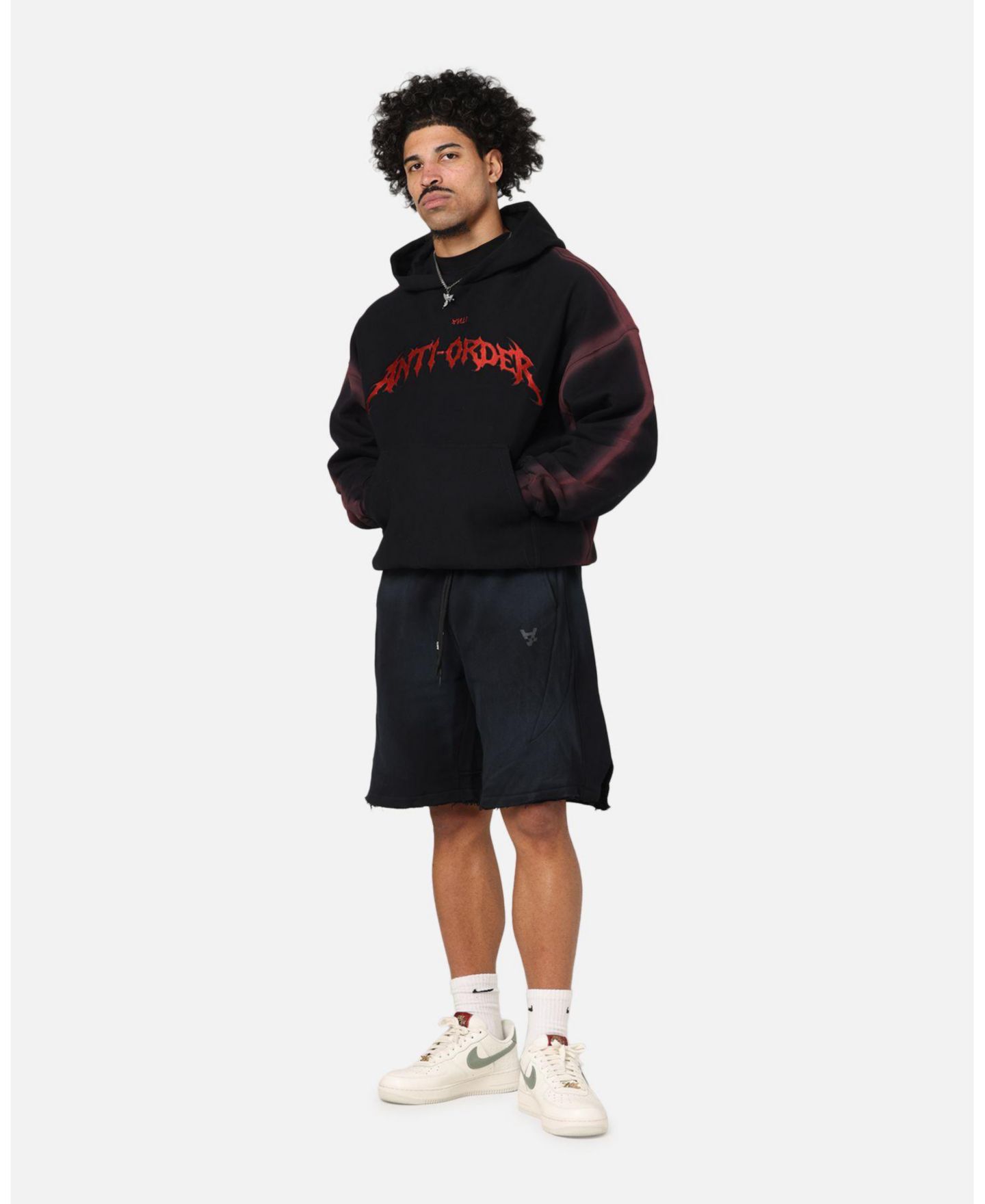 Мужское худи The Anti Order Mosh Boxy Sweatshirt - Sunfade Black/Red M — фото 2