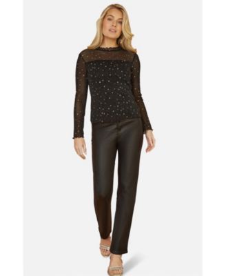 Women's Mesh Star Print Long Sleeve Top