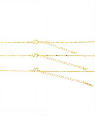 Gold Heart, Beads Chain Paperclip Necklaces Set