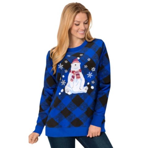 Женская толстовка Woman Within Plus Size Fleece Holiday, цвет: Яркий кобальтовый