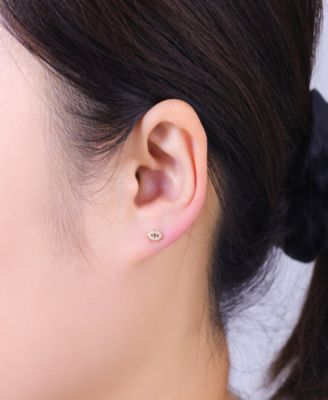 Gold Plated Heart, Clover, Moon, Star and Evil Eye Post Back Stud Earrings Set