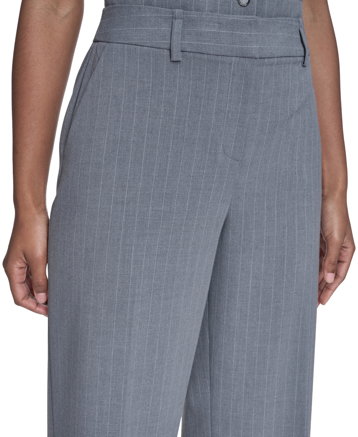 Calvin Klein Women's Pinstripe Mid-rise Pants In Blue