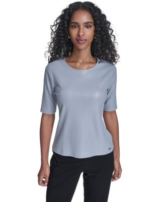 Calvin Klein - Women's Short-Sleeve Striped Blouse