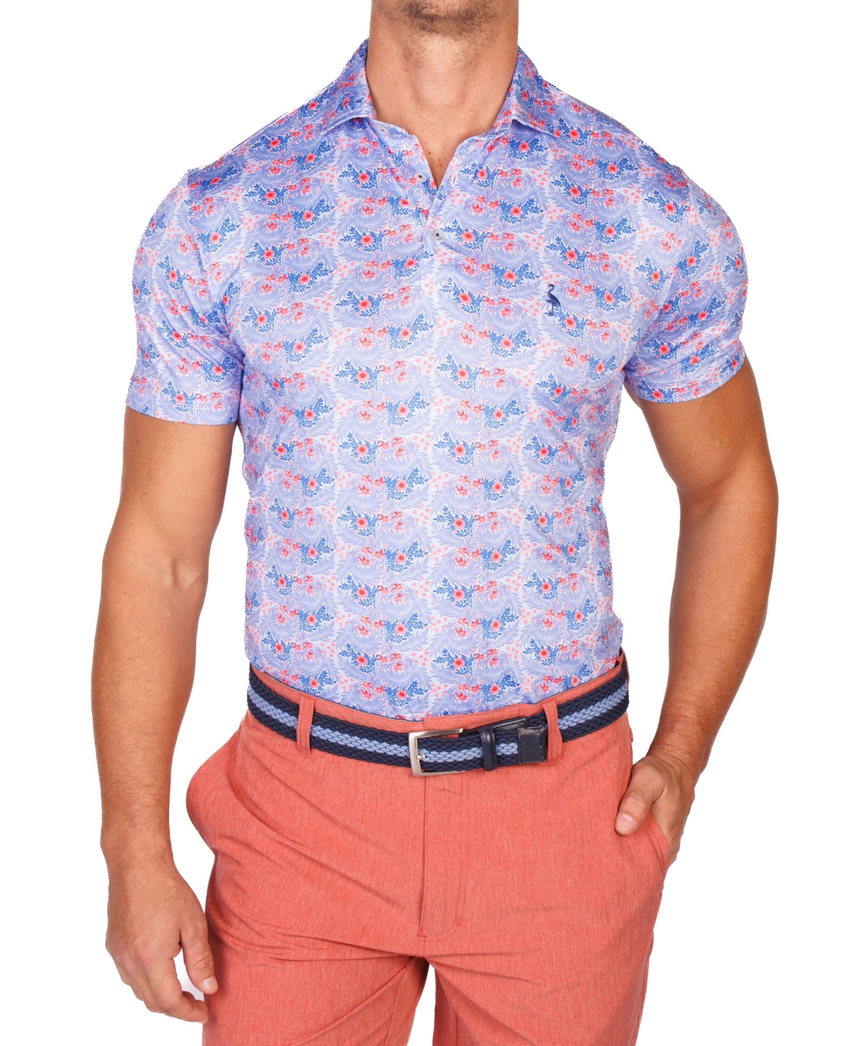 TailorByrd Men's Nautical Bloom Performance Polo