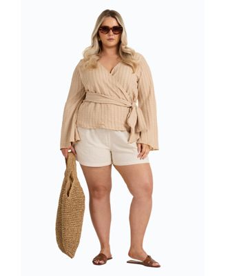 Women's Kimono Wrap Front Belted Top