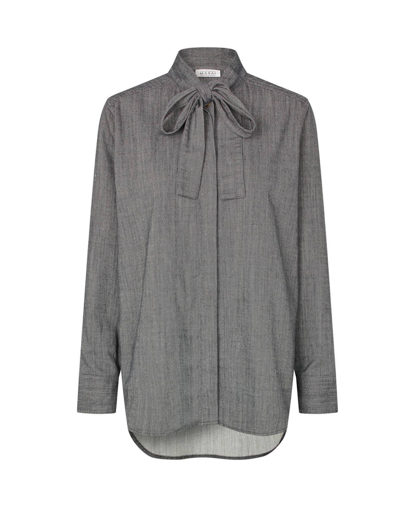 Женская рубашка Masai Copenhagen Long Sleeve Neck Tie, цвет: Тёмный джинсовый — фото 2