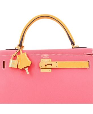 Kelly 28 Handbag Bicolor Epsom with Brushed Gold Hardware