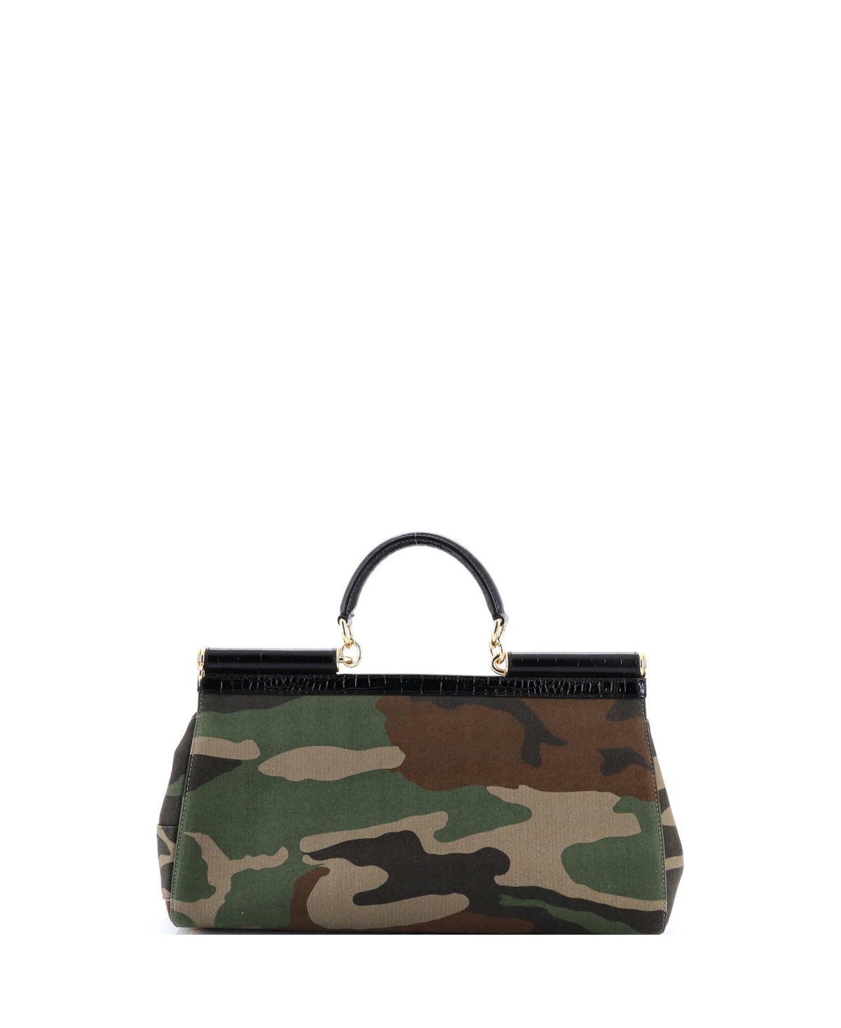 Pre-Owned Dolce & Gabbana Large Miss Sicily Bag Cotton Camouflage Patchwork