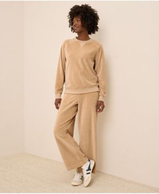 Women's Cotton Velour Crew Pullover Sweatshirts.