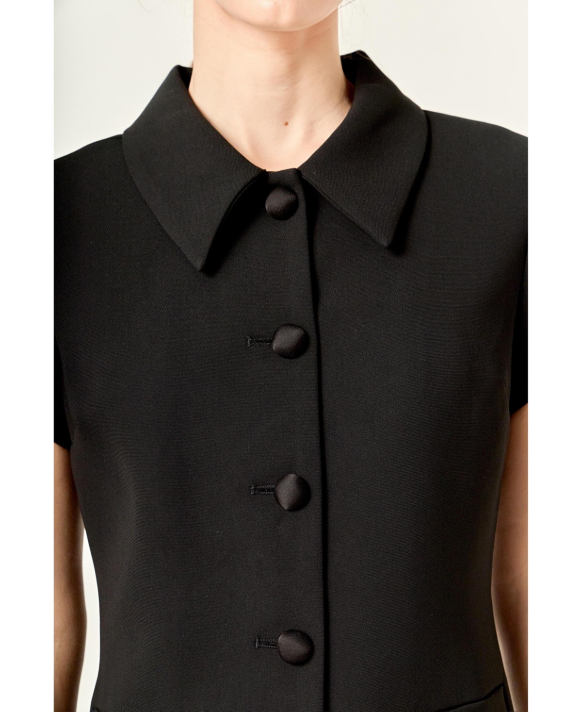 English Factory Women's Velvet Button Collar Mini Dress