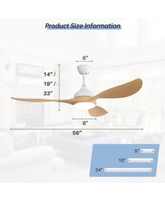 56-inch Modern 3-Blade Ceiling Fans with Led Pendant Lamp and Remote Control
