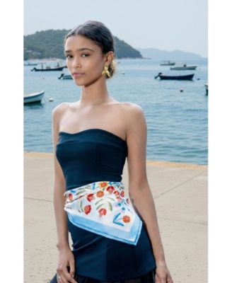 Porcelain Jardin Double Sided Silk Scarf